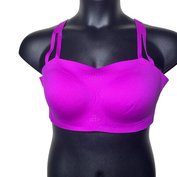 Brooks XXL Run Dare Criss Cross Magenta Heliotrope Print Sports Bra Chafe Free - Picture 7 of 10